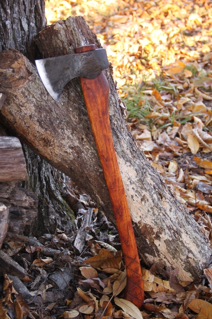 handmade, usa made, usa made axe, hatchet, chopping, wood chopping, outdoor, outdoorsman, survival, backwoodsman, hickory, axe made in america, axes made in the usa, ike bullington, isaac bullington, wolf valley forge, valley forge, pack axe, back packing, camping, trail axe, hunting axe, trappers axe, camp axe, bush axe, belt axe, pack axe, leather shoulder rig, chopping axe, leather axe carrier, shoulder sling for axe, carpenter's axe, Wolf Valley Forge, Wolf Valley Forge axe release, Axe Wax