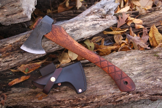 handmade, usa made, usa made axe, hatchet, chopping, wood chopping, outdoor, outdoorsman, survival, backwoodsman, hickory, axe made in america, axes made in the usa, ike bullington, isaac bullington, wolf valley forge, valley forge, pack axe, back packing, camping, trail axe, hunting axe, trappers axe, camp axe, bush axe, belt axe, pack axe, leather shoulder rig, chopping axe, leather axe carrier, shoulder sling for axe, carpenter's axe, Wolf Valley Forge, Wolf Valley Forge axe release, Axe Wax