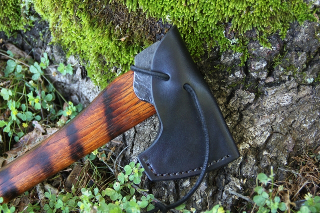 handmade, usa made, usa made axe, hatchet, chopping, wood chopping, outdoor, outdoorsman, survival, backwoodsman, hickory, axe made in america, axes made in the usa, ike bullington, isaac bullington, wolf valley forge, valley forge, pack axe, back packing, camping, trail axe, hunting axe, trappers axe, camp axe, bush axe, belt axe, pack axe, leather shoulder rig, chopping axe, leather axe carrier, shoulder sling for axe, carpenter's axe, Wolf Valley Forge, Wolf Valley Forge axe release, Axe Wax, haversack, go back, man purse, man bag, canvas bag, reenactor, reenacting, Trekker Axe