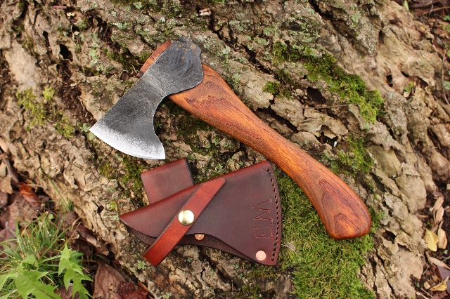 handmade, usa made, usa made axe, hatchet, chopping, wood chopping, outdoor, outdoorsman, survival, backwoodsman, hickory, axe made in america, axes made in the usa, ike bullington, isaac bullington, wolf valley forge, valley forge, pack axe, back packing, camping, trail axe, hunting axe, trappers axe, camp axe, bush axe, belt axe, pack axe, leather shoulder rig, chopping axe, leather axe carrier, shoulder sling for axe, carpenter's axe, Wolf Valley Forge, Wolf Valley Forge axe release, Axe Wax, haversack, go back, man purse, man bag, canvas bag, reenactor, reenacting, Trekker Axe, Axe Life