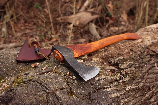 handmade, usa made, usa made axe, hatchet, chopping, wood chopping, outdoor, outdoorsman, survival, backwoodsman, hickory, axe made in america, axes made in the usa, ike bullington, wolf valley forge, valley forge, pack axe, back packing, camping, trail axe, hunting axe, trappers axe, camp axe, bush axe, belt axe, pack axe, leather shoulder rig, chopping axe, leather axe carrier, shoulder sling for axe, carpenter's axe, Wolf Valley Forge, Wolf Valley Forge axe release, Axe Wax, haversack, go back, man purse, man bag, canvas bag, reenactor, reenacting, Trekker Axe, Axe Life