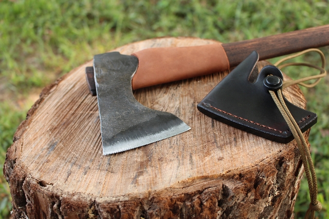 handmade, usa made, usa made axe, hatchet, chopping, wood chopping, outdoor, outdoorsman, survival, backwoodsman, hickory, axe made in america, axes made in the usa, ike bullington, wolf valley forge, valley forge, pack axe, back packing, camping, trail axe, hunting axe, trappers axe, camp axe, bush axe, belt axe, pack axe, leather shoulder rig, chopping axe, leather axe carrier, shoulder sling for axe, carpenter's axe, Wolf Valley Forge, Wolf Valley Forge axe release, Axe Wax, haversack, go back, man purse, man bag, canvas bag, reenactor, reenacting, Trekker Axe, Axe Life
