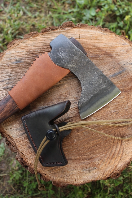 handmade, usa made, usa made axe, hatchet, chopping, wood chopping, outdoor, outdoorsman, survival, backwoodsman, hickory, axe made in america, axes made in the usa, ike bullington, wolf valley forge, valley forge, pack axe, back packing, camping, trail axe, hunting axe, trappers axe, camp axe, bush axe, belt axe, pack axe, leather shoulder rig, chopping axe, leather axe carrier, shoulder sling for axe, carpenter's axe, Wolf Valley Forge, Wolf Valley Forge axe release, Axe Wax, haversack, go back, man purse, man bag, canvas bag, reenactor, reenacting, Trekker Axe, Axe Life
