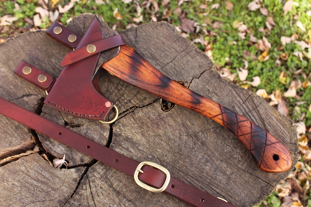 handmade, usa made, usa made axe, hatchet, chopping, wood chopping, outdoor, outdoorsman, survival, backwoodsman, hickory, axe made in america, axes made in the usa, ike bullington, wolf valley forge, valley forge, pack axe, back packing, camping, trail axe, hunting axe, trappers axe, camp axe, bush axe, belt axe, pack axe, leather shoulder rig, chopping axe, leather axe carrier, shoulder sling for axe, carpenter's axe, Wolf Valley Forge, Wolf Valley Forge axe release, Axe Wax, haversack, go bag, man purse, man bag, canvas bag, reenactor, reenacting, Trekker Axe, Axe Life