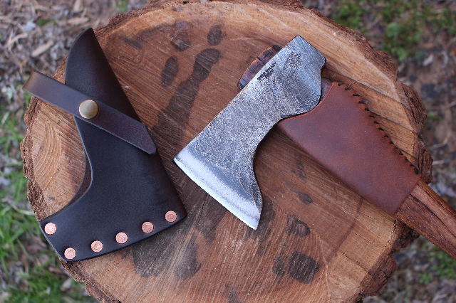 handmade, usa made, usa made axe, hatchet, chopping, wood chopping, outdoor, outdoorsman, survival, backwoodsman, hickory, axe made in america, axes made in the usa, ike bullington, wolf valley forge, valley forge, pack axe, back packing, camping, trail axe, hunting axe, trappers axe, camp axe, bush axe, belt axe, pack axe, leather shoulder rig, chopping axe, leather axe carrier, shoulder sling for axe, carpenter's axe, Wolf Valley Forge, Wolf Valley Forge axe release, Axe Wax, haversack, go bag, man purse, man bag, canvas bag, reenactor, reenacting, Trekker Axe, Axe Life