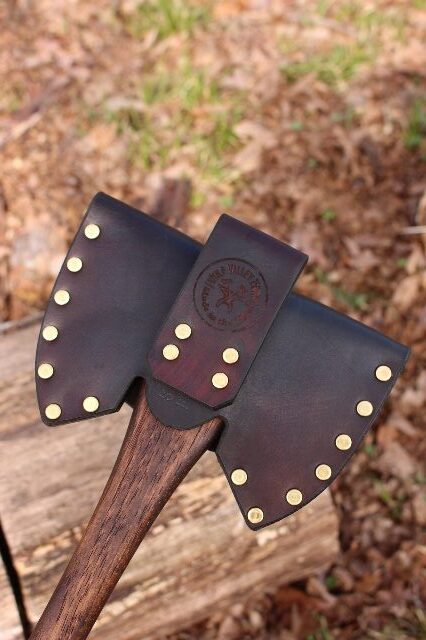 handmade, usa made, usa made axe, hatchet, chopping, wood chopping, outdoor, outdoorsman, survival, backwoodsman, hickory, axe made in america, axes made in the usa, ike bullington, wolf valley forge, valley forge, pack axe, back packing, camping, trail axe, hunting axe, trappers axe, camp axe, bush axe, belt axe, pack axe, leather shoulder rig, chopping axe, leather axe carrier, shoulder sling for axe, carpenter's axe, Wolf Valley Forge, Wolf Valley Forge axe release, Axe Wax, haversack, go bag, man purse, man bag, canvas bag, reenactor, reenacting, Trekker Axe, Axe Life