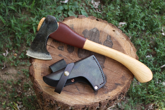 handmade, usa made, usa made axe, hatchet, chopping, wood chopping, outdoor, outdoorsman, survival, backwoodsman, hickory, axe made in america, axes made in the usa, ike bullington, wolf valley forge, valley forge, pack axe, back packing, camping, trail axe, hunting axe, trappers axe, camp axe, bush axe, belt axe, pack axe, leather shoulder rig, chopping axe, leather axe carrier, shoulder sling for axe, carpenter's axe, Wolf Valley Forge, Wolf Valley Forge axe release, Axe Wax, haversack, go bag, man purse, man bag, canvas bag, reenactor, reenacting, Trekker Axe, Axe Life