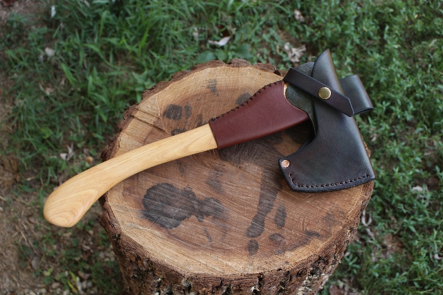 handmade, usa made, usa made axe, hatchet, chopping, wood chopping, outdoor, outdoorsman, survival, backwoodsman, hickory, axe made in america, axes made in the usa, ike bullington, wolf valley forge, valley forge, pack axe, back packing, camping, trail axe, hunting axe, trappers axe, camp axe, bush axe, belt axe, pack axe, leather shoulder rig, chopping axe, leather axe carrier, shoulder sling for axe, carpenter's axe, Wolf Valley Forge, Wolf Valley Forge axe release, Axe Wax, haversack, go bag, man purse, man bag, canvas bag, reenactor, reenacting, Trekker Axe, Axe Life