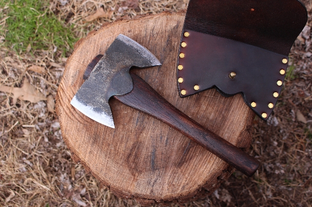 handmade, usa made, usa made axe, hatchet, chopping, wood chopping, outdoor, outdoorsman, survival, backwoodsman, hickory, axe made in america, axes made in the usa, ike bullington, wolf valley forge, valley forge, pack axe, back packing, camping, trail axe, hunting axe, trappers axe, camp axe, bush axe, belt axe, pack axe, leather shoulder rig, chopping axe, leather axe carrier, shoulder sling for axe, carpenter's axe, Wolf Valley Forge, Wolf Valley Forge axe release, Axe Wax, haversack, go bag, man purse, man bag, canvas bag, reenactor, reenacting, Trekker Axe, Axe Life, Splitting Wedge, Handforged Wedge