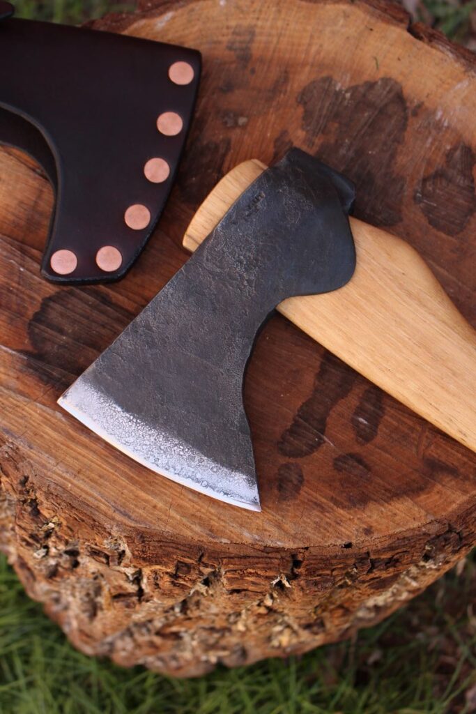 handmade, usa made, usa made axe, hatchet, chopping, wood chopping, outdoor, outdoorsman, survival, backwoodsman, hickory, axe made in america, axes made in the usa, ike bullington, wolf valley forge, valley forge, pack axe, back packing, camping, trail axe, hunting axe, trappers axe, camp axe, bush axe, belt axe, pack axe, leather shoulder rig, chopping axe, leather axe carrier, shoulder sling for axe, carpenter's axe, Wolf Valley Forge, Wolf Valley Forge axe release, Axe Wax, haversack, go bag, man purse, man bag, canvas bag, reenactor, reenacting, Trekker Axe, Axe Life, Splitting Wedge, Handforged Wedge