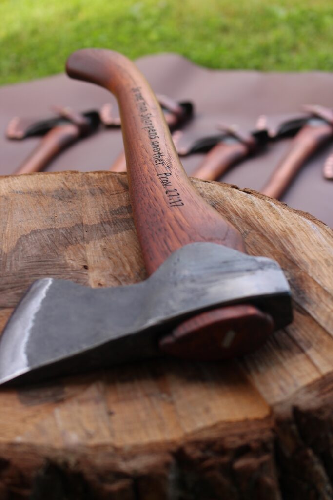 handmade, usa made, usa made axe, hatchet, chopping, wood chopping, outdoor, outdoorsman, survival, backwoodsman, hickory, axe made in america, axes made in the usa, ike bullington, wolf valley forge, valley forge, pack axe, back packing, camping, trail axe, hunting axe, trappers axe, camp axe, bush axe, belt axe, pack axe, leather shoulder rig, chopping axe, leather axe carrier, shoulder sling for axe, carpenter's axe, Wolf Valley Forge, Wolf Valley Forge axe release, Axe Wax, haversack, go bag, man purse, man bag, canvas bag, reenactor, reenacting, Trekker Axe, Axe Life