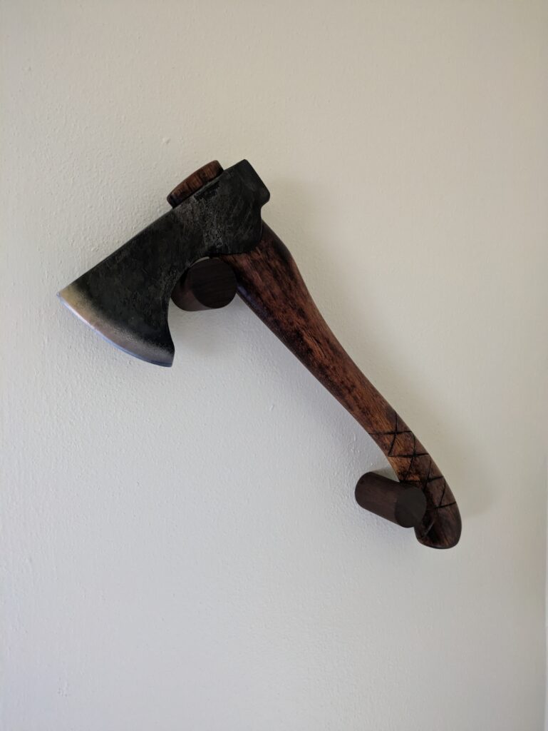 handmade, usa made, usa made axe, hatchet, chopping, wood chopping, outdoor, outdoorsman, survival, backwoodsman, hickory, axe made in america, axes made in the usa, ike bullington, wolf valley forge, valley forge, pack axe, back packing, camping, trail axe, hunting axe, trappers axe, camp axe, bush axe, belt axe, pack axe, leather shoulder rig, chopping axe, leather axe carrier, shoulder sling for axe, carpenter's axe, Wolf Valley Forge, Wolf Valley Forge axe release, Axe Wax, haversack, go bag, man purse, man bag, canvas bag, reenactor, reenacting, Trekker Axe, Axe Life