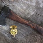 Dark Brown Hickory Chipper Axe with Cross Hatching and Shoulder Rig