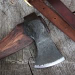 Dark Brown Hickory Chipper Axe with Cross Hatching and Shoulder Rig3