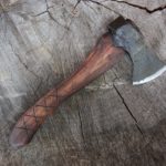 Dark Brown Hickory Chipper Axe with Cross Hatching and Shoulder Rig4