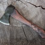 Dark Brown Hickory Chipper Axe with Cross Hatching and Shoulder Rig5