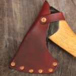 Natural Bush Axe Featuring Cross Hatching and Rust Sheath