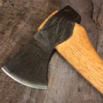 Natural Bush Axe Featuring Cross Hatching and Rust Sheath