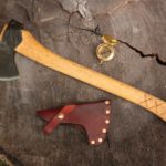 Natural Bush Axe Featuring Cross Hatching and Rust Sheath