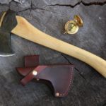 Natural Hickory Trail Axe with Rust Colored Leather Sheath