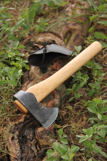 handmade, usa made, usa made axe, hatchet, chopping, wood chopping, outdoor, outdoorsman, survival, backwoodsman, hickory, axe made in america, axes made in the usa, ike bullington, isaac bullington, wolf valley forge, valley forge, pack axe, back packing, camping, trail axe, hunting axe, trappers axe, camp axe, bush axe, belt axe, pack axe, leather shoulder rig, chopping axe, leather axe carrier, shoulder sling for axe, carpenter's axe, Wolf Valley Forge, Wolf Valley Forge axe release