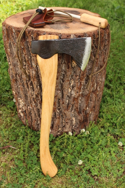 handmade, usa made, usa made axe, hatchet, chopping, wood chopping, outdoor, outdoorsman, survival, backwoodsman, hickory, axe made in america, axes made in the usa, ike bullington, isaac bullington, wolf valley forge, valley forge, pack axe, back packing, camping, trail axe, hunting axe, trappers axe, camp axe, bush axe, belt axe, pack axe, leather shoulder rig, chopping axe, leather axe carrier, shoulder sling for axe, carpenter's axe, Wolf Valley Forge, Wolf Valley Forge axe release