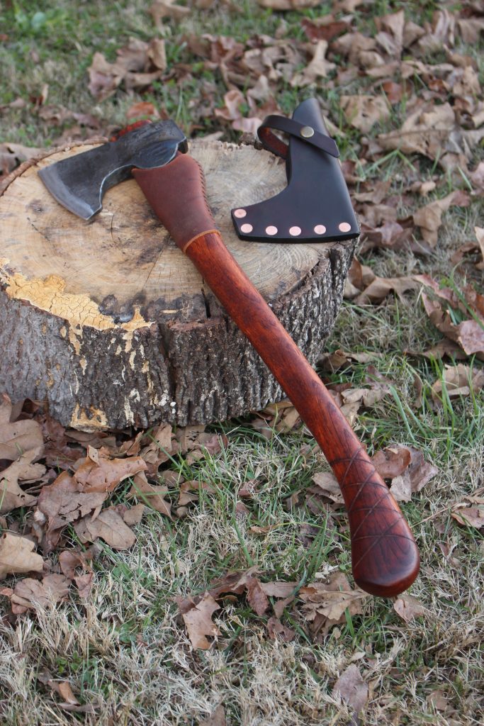 handmade, usa made, usa made axe, hatchet, chopping, wood chopping, outdoor, outdoorsman, survival, backwoodsman, hickory, axe made in america, axes made in the usa, ike bullington, wolf valley forge, valley forge, pack axe, back packing, camping, trail axe, hunting axe, trappers axe, camp axe, bush axe, belt axe, pack axe, leather shoulder rig, chopping axe, leather axe carrier, shoulder sling for axe, carpenter's axe, Wolf Valley Forge, Wolf Valley Forge axe release, Axe Wax, haversack, go back, man purse, man bag, canvas bag, reenactor, reenacting, The Trekker