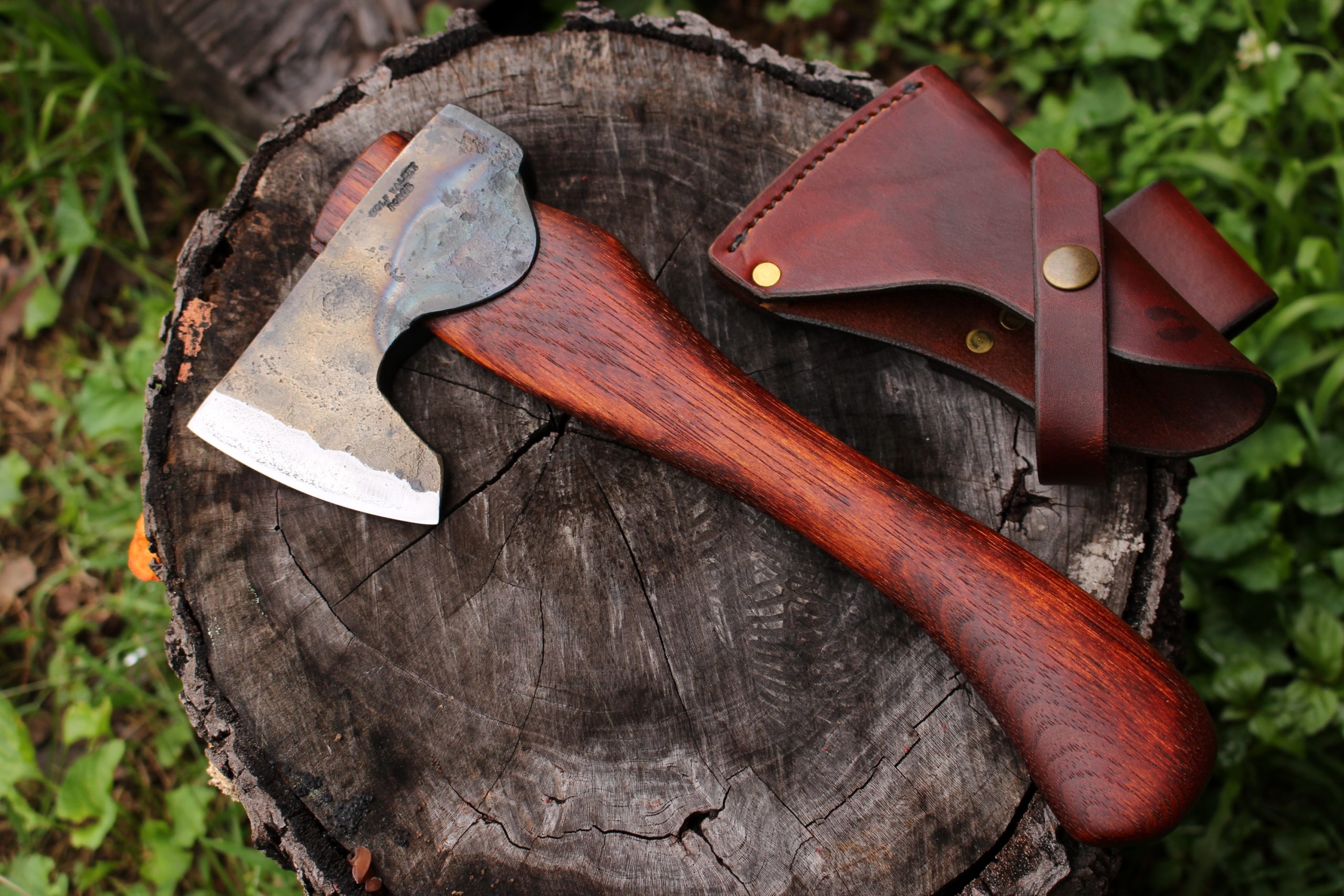 handmade, usa made, usa made axe, hatchet, chopping, wood chopping, outdoor, outdoorsman, survival, backwoodsman, hickory, axe made in america, axes made in the usa, ike bullington, wolf valley forge, valley forge, pack axe, back packing, camping, trail axe, hunting axe, trappers axe, camp axe, bush axe, belt axe, pack axe, leather shoulder rig, chopping axe, leather axe carrier, shoulder sling for axe, carpenter's axe, Wolf Valley Forge, Wolf Valley Forge axe release, Axe Wax, haversack, go back, man purse, man bag, canvas bag, reenactor, reenacting, Trekker Axe