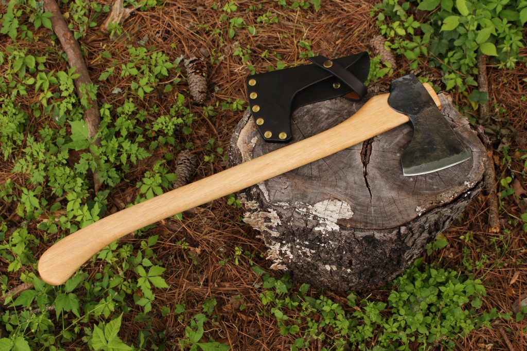 handmade, usa made, usa made axe, hatchet, chopping, wood chopping, outdoor, outdoorsman, survival, backwoodsman, hickory, axe made in america, axes made in the usa, ike bullington, wolf valley forge, valley forge, pack axe, back packing, camping, trail axe, hunting axe, trappers axe, camp axe, bush axe, belt axe, pack axe, leather shoulder rig, chopping axe, leather axe carrier, shoulder sling for axe, carpenter's axe, Wolf Valley Forge, Wolf Valley Forge axe release, Axe Wax, haversack, go back, man purse, man bag, canvas bag, reenactor, reenacting, Trekker Axe