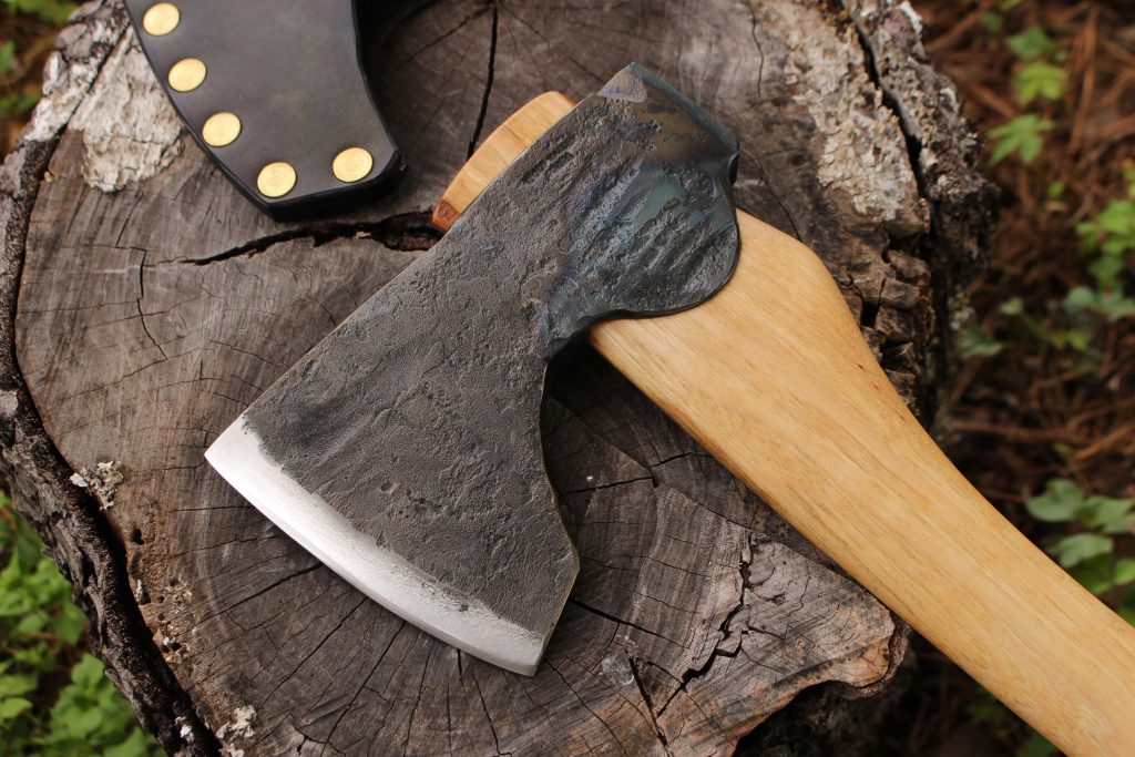 handmade, usa made, usa made axe, hatchet, chopping, wood chopping, outdoor, outdoorsman, survival, backwoodsman, hickory, axe made in america, axes made in the usa, ike bullington, wolf valley forge, valley forge, pack axe, back packing, camping, trail axe, hunting axe, trappers axe, camp axe, bush axe, belt axe, pack axe, leather shoulder rig, chopping axe, leather axe carrier, shoulder sling for axe, carpenter's axe, Wolf Valley Forge, Wolf Valley Forge axe release, Axe Wax, haversack, go back, man purse, man bag, canvas bag, reenactor, reenacting, Trekker Axe