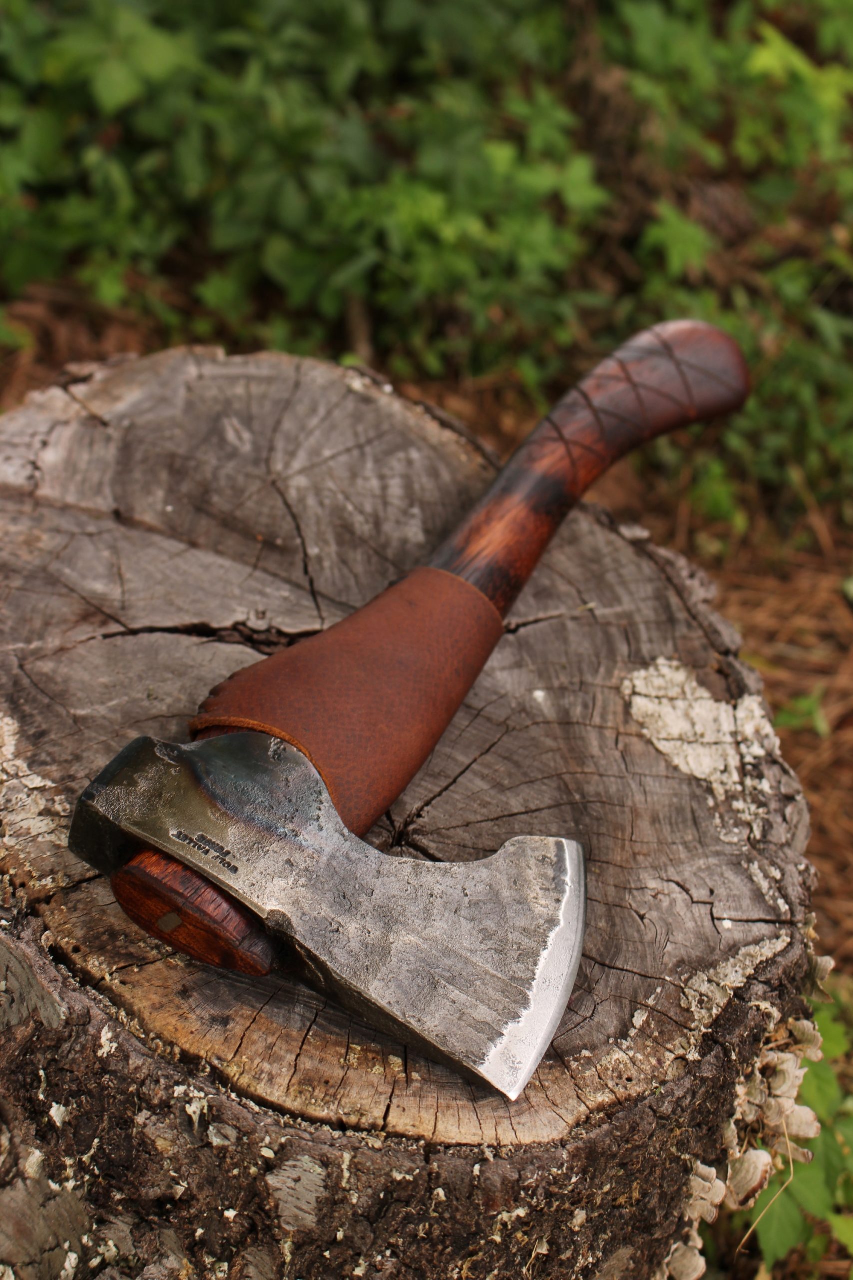 handmade, usa made, usa made axe, hatchet, chopping, wood chopping, outdoor, outdoorsman, survival, backwoodsman, hickory, axe made in america, axes made in the usa, ike bullington, wolf valley forge, valley forge, pack axe, back packing, camping, trail axe, hunting axe, trappers axe, camp axe, bush axe, belt axe, pack axe, leather shoulder rig, chopping axe, leather axe carrier, shoulder sling for axe, carpenter's axe, Wolf Valley Forge, Wolf Valley Forge axe release, Axe Wax, haversack, go back, man purse, man bag, canvas bag, reenactor, reenacting, The Trekker