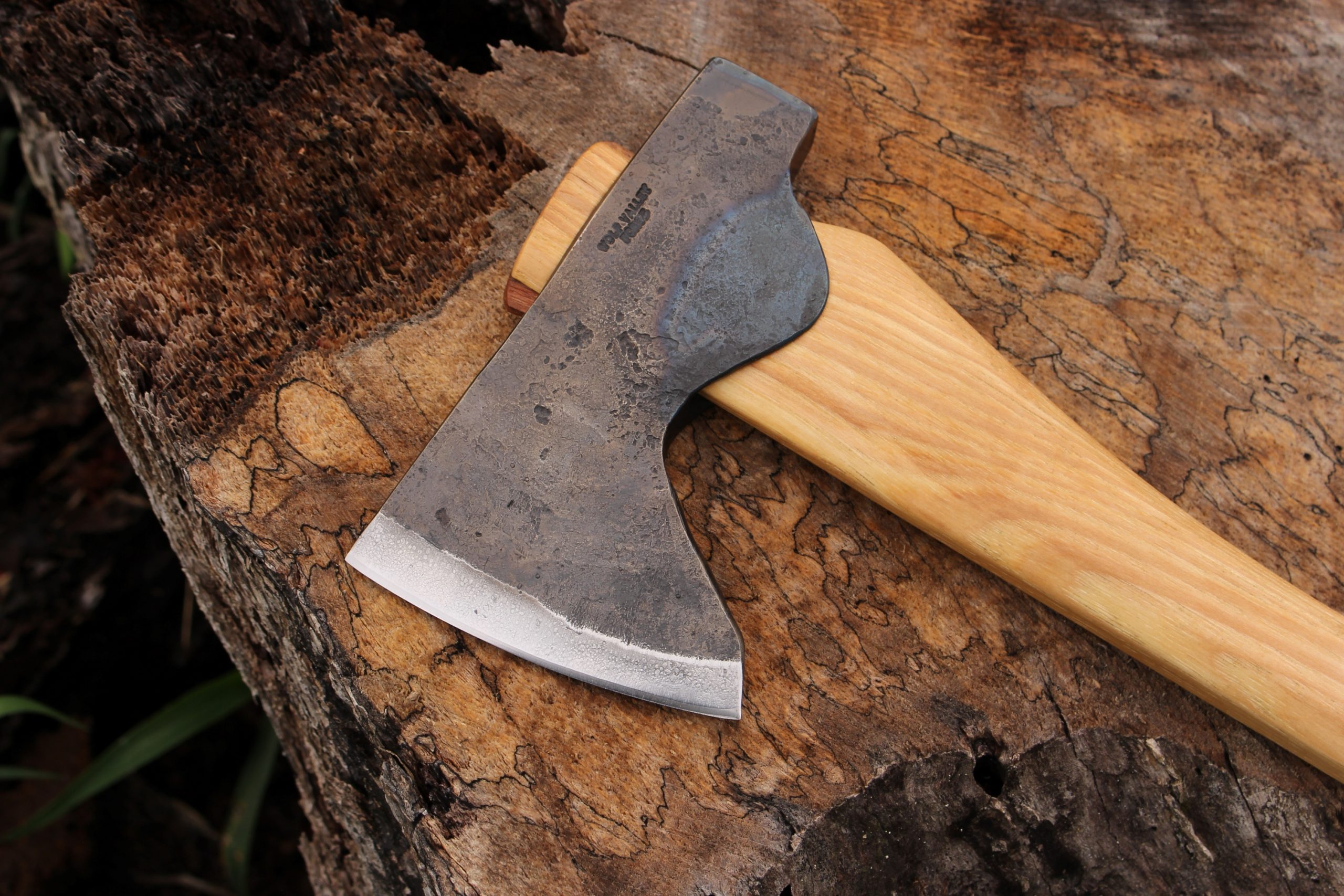 handmade, usa made, usa made axe, hatchet, chopping, wood chopping, outdoor, outdoorsman, survival, backwoodsman, hickory, axe made in america, axes made in the usa, ike bullington, wolf valley forge, valley forge, pack axe, back packing, camping, trail axe, hunting axe, trappers axe, camp axe, bush axe, belt axe, pack axe, leather shoulder rig, chopping axe, leather axe carrier, shoulder sling for axe, carpenter's axe, Wolf Valley Forge, Wolf Valley Forge axe release, Axe Wax, haversack, go back, man purse, man bag, canvas bag, reenactor, reenacting, The Trekker