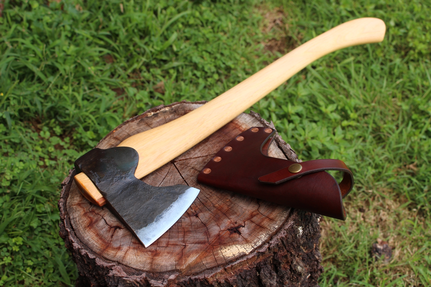 handmade, usa made, usa made axe, hatchet, chopping, wood chopping, outdoor, outdoorsman, survival, backwoodsman, hickory, axe made in america, axes made in the usa, ike bullington, wolf valley forge, valley forge, pack axe, back packing, camping, trail axe, hunting axe, trappers axe, camp axe, bush axe, belt axe, pack axe, leather shoulder rig, chopping axe, leather axe carrier, shoulder sling for axe, carpenter's axe, Wolf Valley Forge, Wolf Valley Forge axe release, Axe Wax, haversack, go back, man purse, man bag, canvas bag, reenactor, reenacting