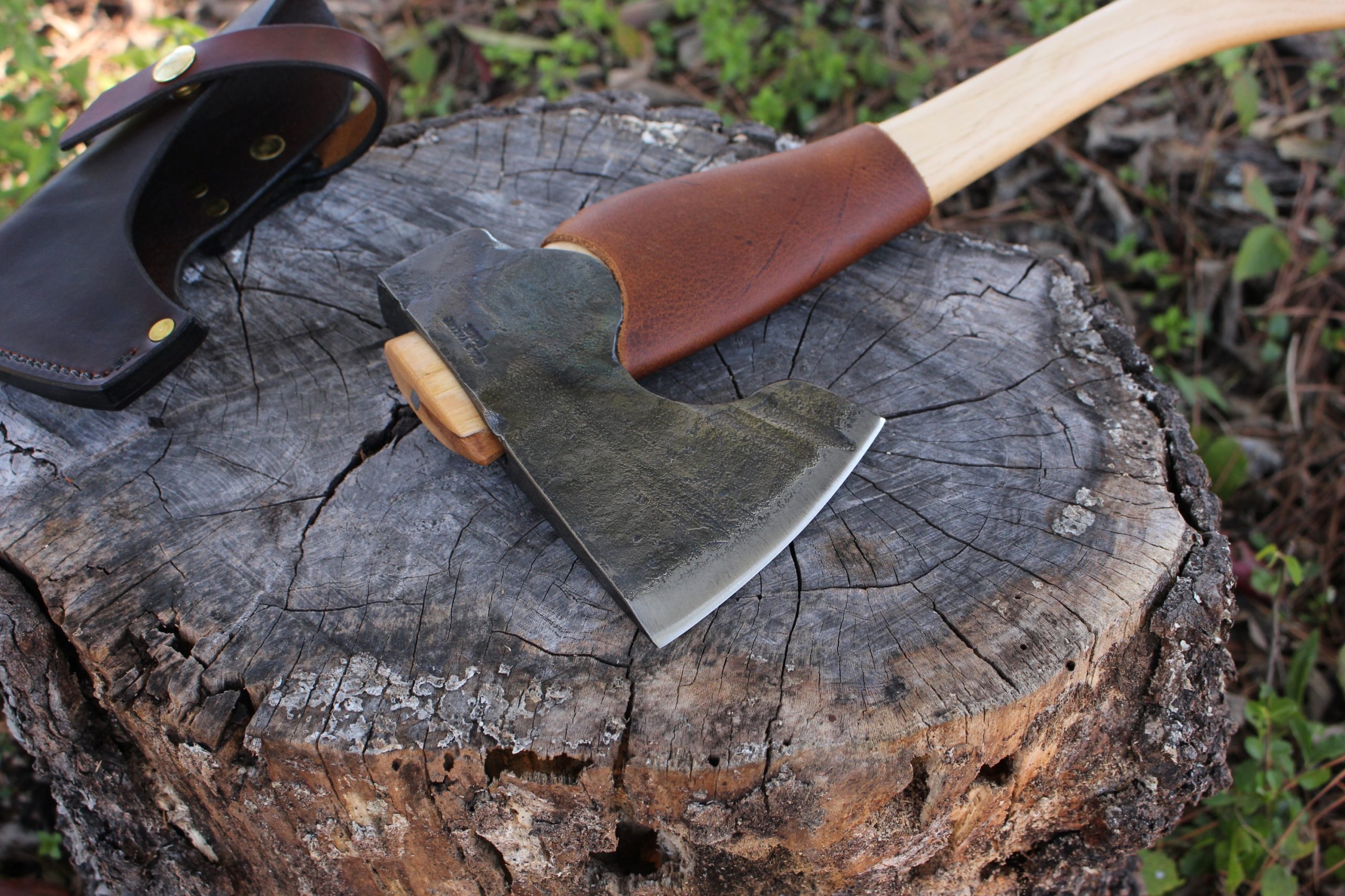 handmade, usa made, usa made axe, hatchet, chopping, wood chopping, outdoor, outdoorsman, survival, backwoodsman, hickory, axe made in america, axes made in the usa, ike bullington, wolf valley forge, valley forge, pack axe, back packing, camping, trail axe, hunting axe, trappers axe, camp axe, bush axe, belt axe, pack axe, leather shoulder rig, chopping axe, leather axe carrier, shoulder sling for axe, carpenter's axe, Wolf Valley Forge, Wolf Valley Forge axe release, Axe Wax, haversack, go back, man purse, man bag, canvas bag, reenactor, reenacting, Trekker Axe, Axe Life