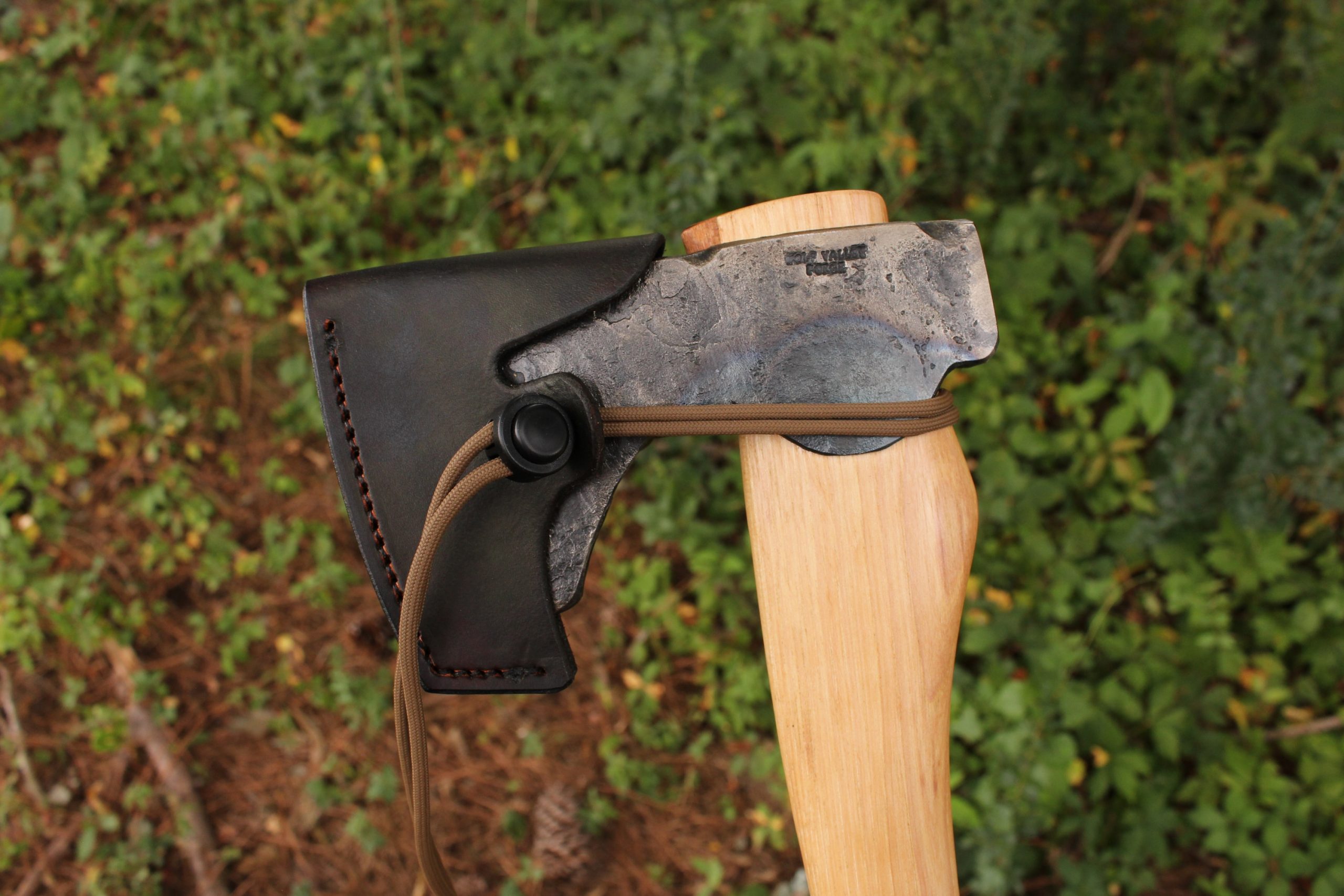 handmade, usa made, usa made axe, hatchet, chopping, wood chopping, outdoor, outdoorsman, survival, backwoodsman, hickory, axe made in america, axes made in the usa, ike bullington, wolf valley forge, valley forge, pack axe, back packing, camping, trail axe, hunting axe, trappers axe, camp axe, bush axe, belt axe, pack axe, leather shoulder rig, chopping axe, leather axe carrier, shoulder sling for axe, carpenter's axe, Wolf Valley Forge, Wolf Valley Forge axe release, Axe Wax, haversack, go back, man purse, man bag, canvas bag, reenactor, reenacting, Trekker Axe, Axe Life