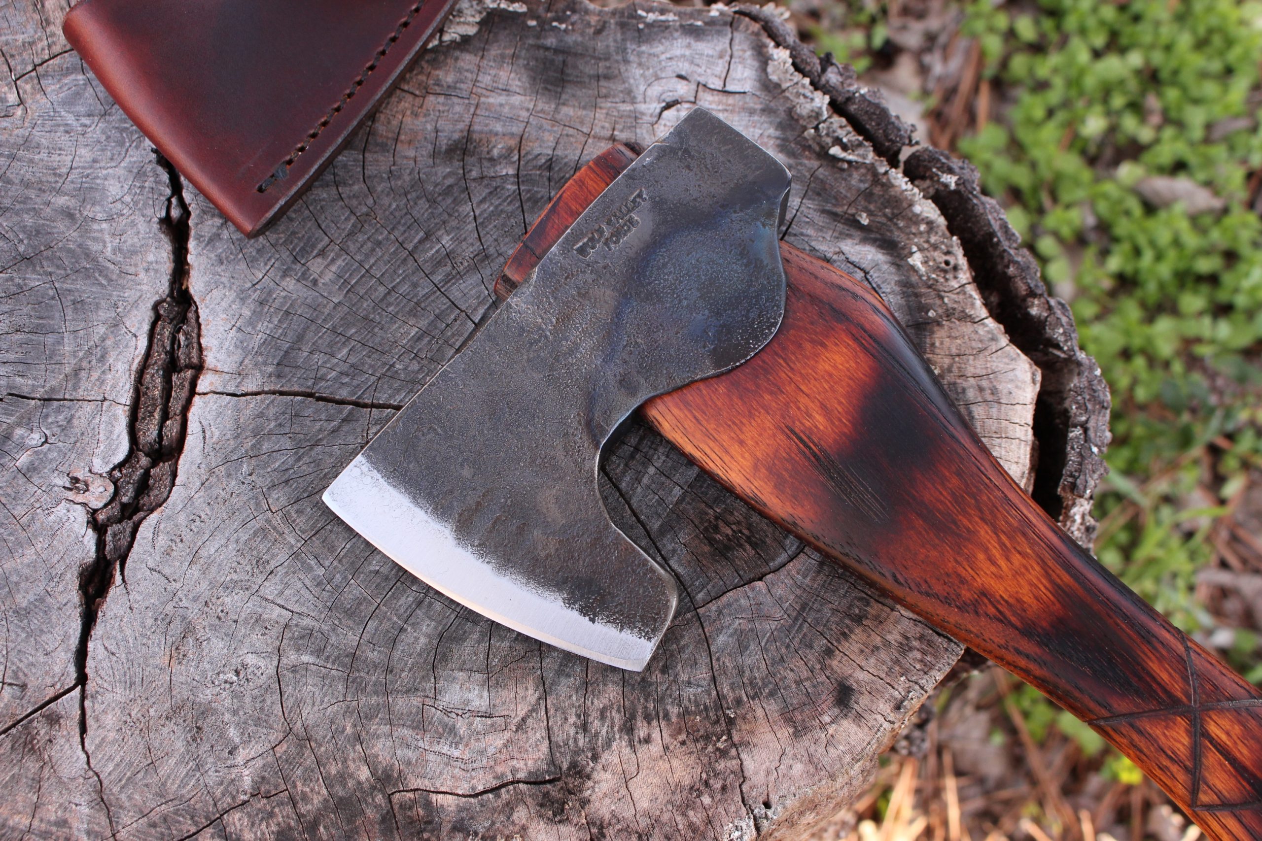 handmade, usa made, usa made axe, hatchet, chopping, wood chopping, outdoor, outdoorsman, survival, backwoodsman, hickory, axe made in america, axes made in the usa, ike bullington, wolf valley forge, valley forge, pack axe, back packing, camping, trail axe, hunting axe, trappers axe, camp axe, bush axe, belt axe, pack axe, leather shoulder rig, chopping axe, leather axe carrier, shoulder sling for axe, carpenter's axe, Wolf Valley Forge, Wolf Valley Forge axe release, Axe Wax, haversack, go back, man purse, man bag, canvas bag, reenactor, reenacting, Trekker Axe, Axe Life