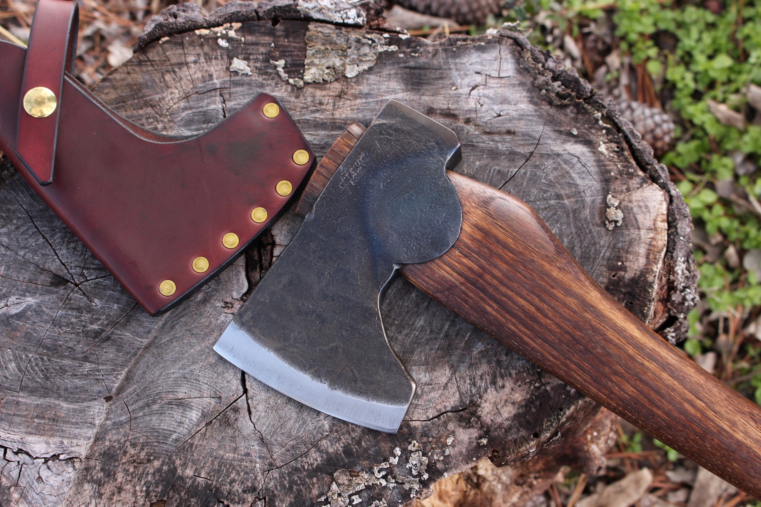 handmade, usa made, usa made axe, hatchet, chopping, wood chopping, outdoor, outdoorsman, survival, backwoodsman, hickory, axe made in america, axes made in the usa, ike bullington, wolf valley forge, valley forge, pack axe, back packing, camping, trail axe, hunting axe, trappers axe, camp axe, bush axe, belt axe, pack axe, leather shoulder rig, chopping axe, leather axe carrier, shoulder sling for axe, carpenter's axe, Wolf Valley Forge, Wolf Valley Forge axe release, Axe Wax, haversack, go back, man purse, man bag, canvas bag, reenactor, reenacting, Trekker Axe, Axe Life