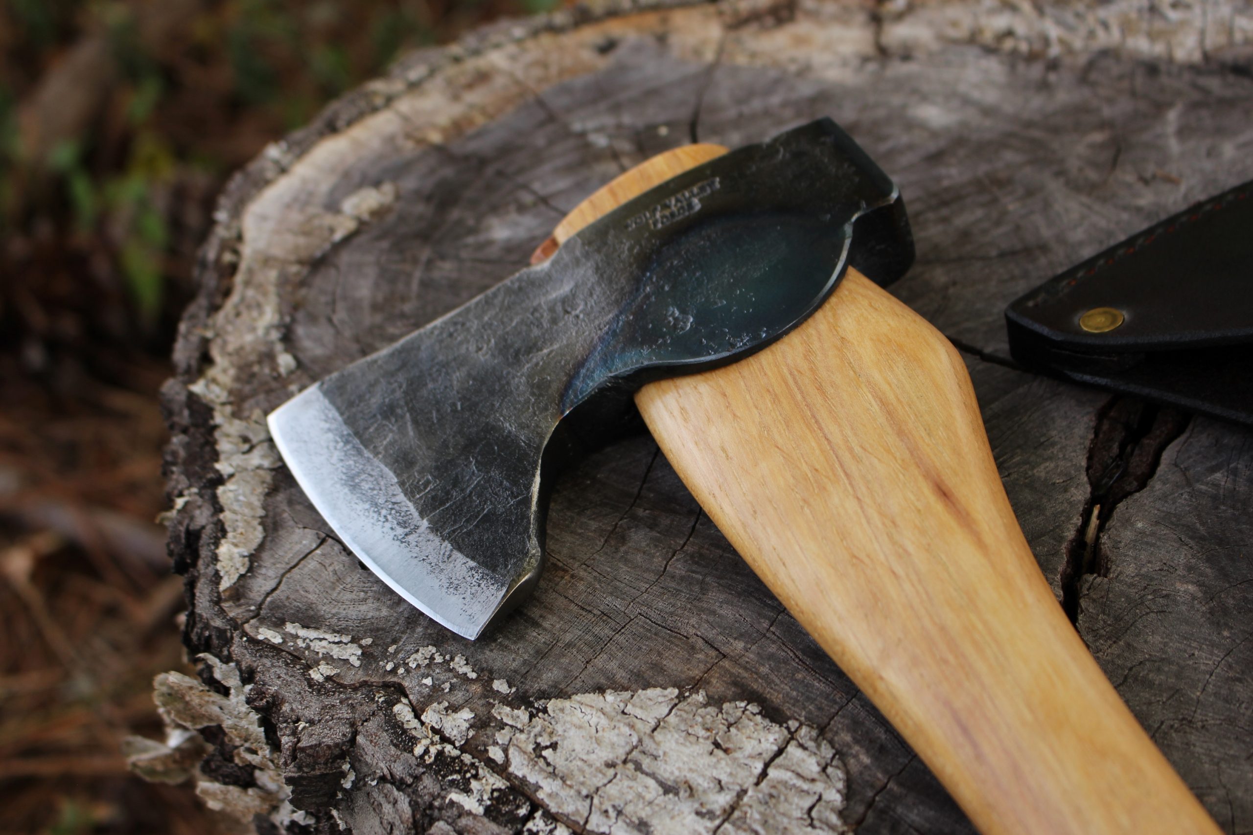 handmade, usa made, usa made axe, hatchet, chopping, wood chopping, outdoor, outdoorsman, survival, backwoodsman, hickory, axe made in america, axes made in the usa, ike bullington, wolf valley forge, valley forge, pack axe, back packing, camping, trail axe, hunting axe, trappers axe, camp axe, bush axe, belt axe, pack axe, leather shoulder rig, chopping axe, leather axe carrier, shoulder sling for axe, carpenter's axe, Wolf Valley Forge, Wolf Valley Forge axe release, Axe Wax, haversack, go back, man purse, man bag, canvas bag, reenactor, reenacting, Trekker Axe, Axe Life