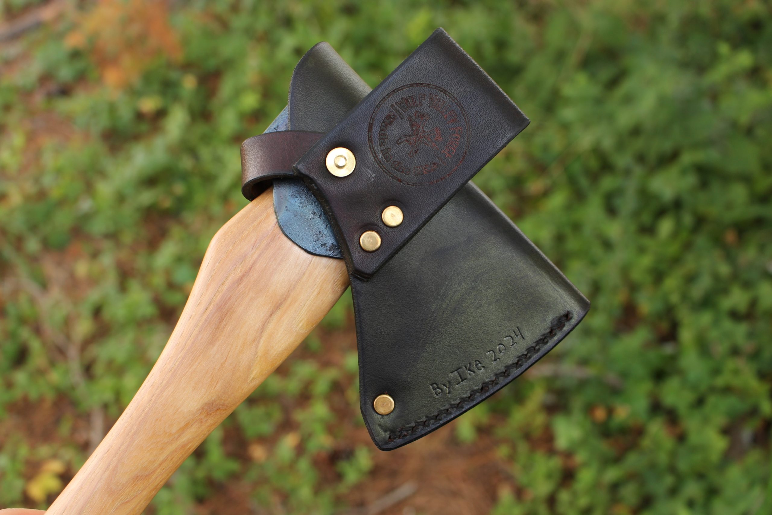 handmade, usa made, usa made axe, hatchet, chopping, wood chopping, outdoor, outdoorsman, survival, backwoodsman, hickory, axe made in america, axes made in the usa, ike bullington, wolf valley forge, valley forge, pack axe, back packing, camping, trail axe, hunting axe, trappers axe, camp axe, bush axe, belt axe, pack axe, leather shoulder rig, chopping axe, leather axe carrier, shoulder sling for axe, carpenter's axe, Wolf Valley Forge, Wolf Valley Forge axe release, Axe Wax, haversack, go back, man purse, man bag, canvas bag, reenactor, reenacting, Trekker Axe, Axe Life