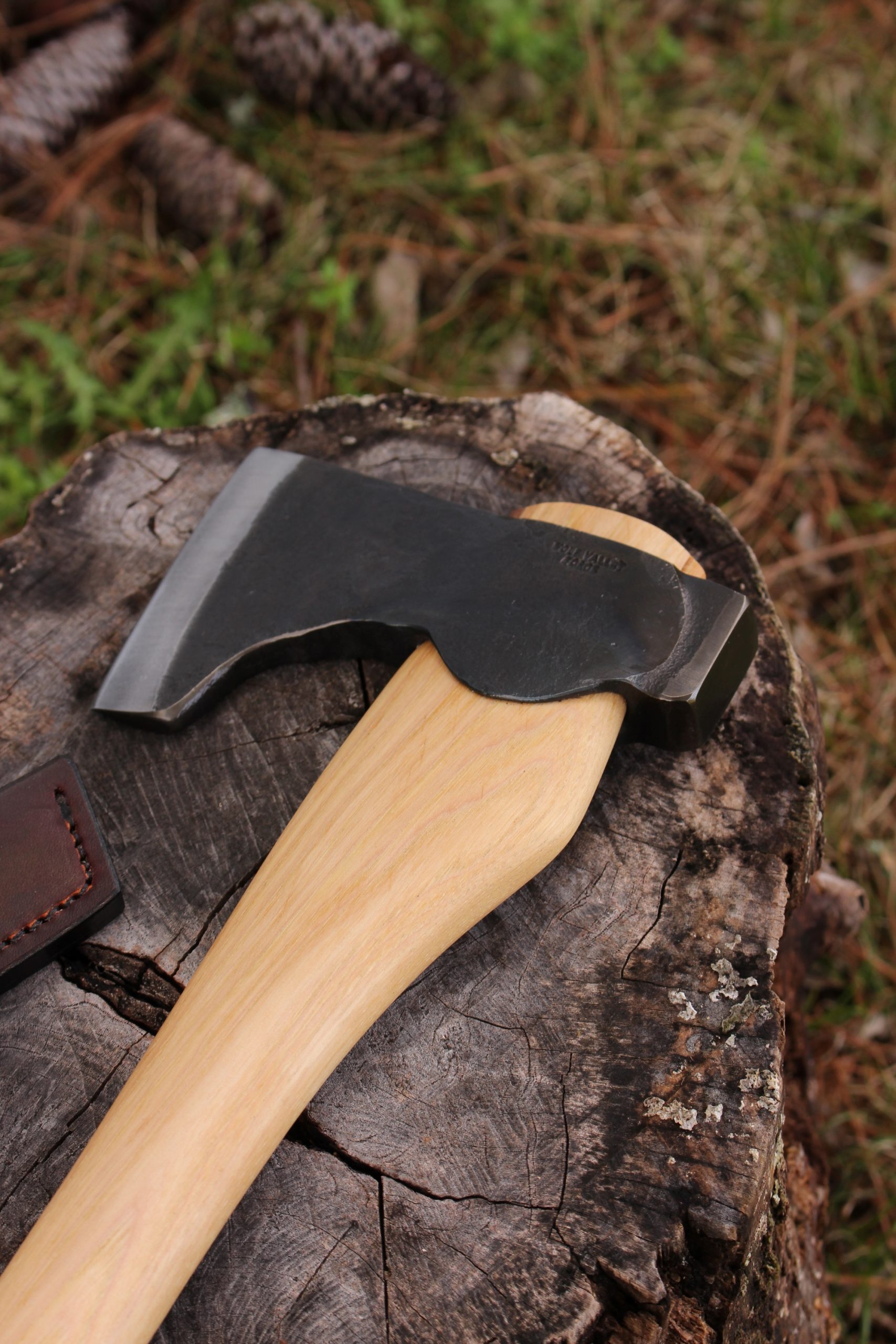 handmade, usa made, usa made axe, hatchet, chopping, wood chopping, outdoor, outdoorsman, survival, backwoodsman, hickory, axe made in america, axes made in the usa, ike bullington, wolf valley forge, valley forge, pack axe, back packing, camping, trail axe, hunting axe, trappers axe, camp axe, bush axe, belt axe, pack axe, leather shoulder rig, chopping axe, leather axe carrier, shoulder sling for axe, carpenter's axe, Wolf Valley Forge, Wolf Valley Forge axe release, Axe Wax, haversack, go back, man purse, man bag, canvas bag, reenactor, reenacting