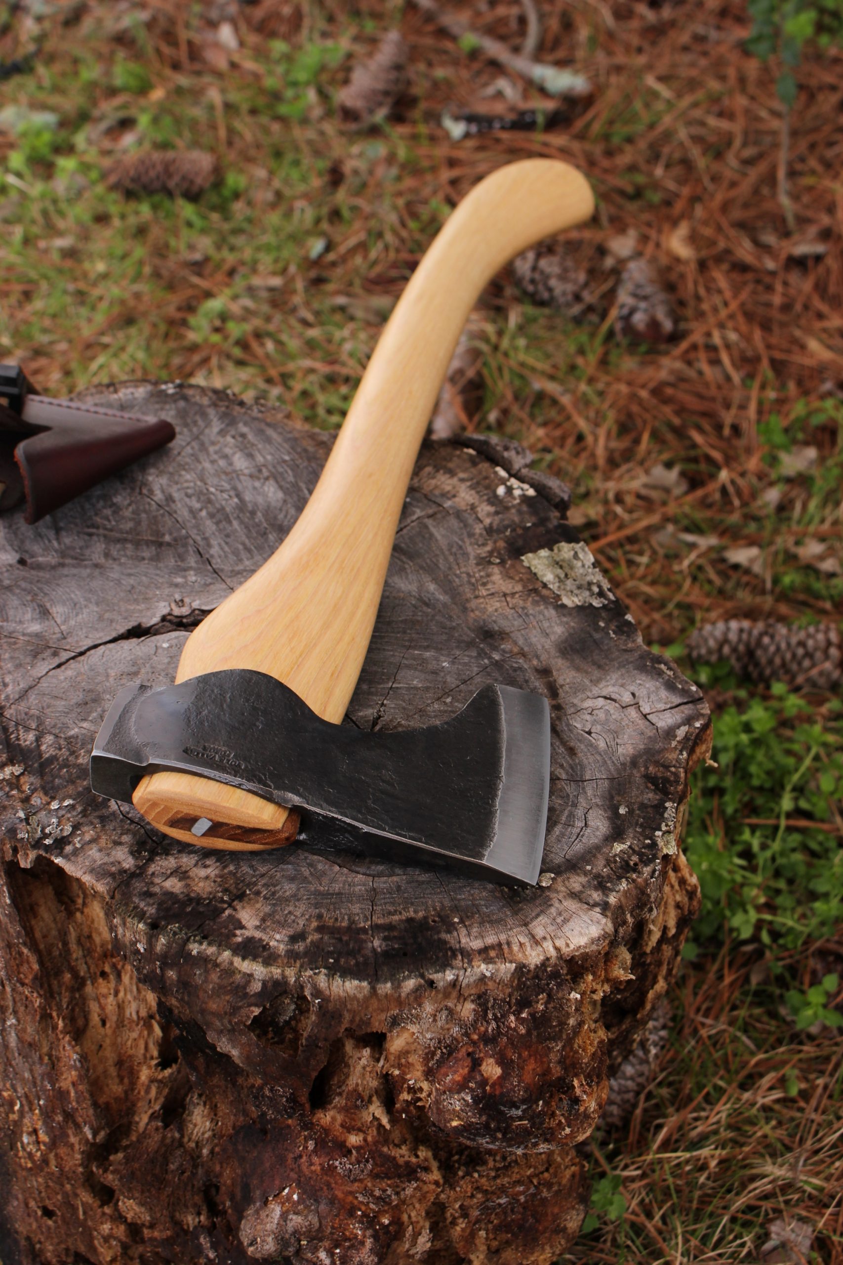 handmade, usa made, usa made axe, hatchet, chopping, wood chopping, outdoor, outdoorsman, survival, backwoodsman, hickory, axe made in america, axes made in the usa, ike bullington, wolf valley forge, valley forge, pack axe, back packing, camping, trail axe, hunting axe, trappers axe, camp axe, bush axe, belt axe, pack axe, leather shoulder rig, chopping axe, leather axe carrier, shoulder sling for axe, carpenter's axe, Wolf Valley Forge, Wolf Valley Forge axe release, Axe Wax, haversack, go back, man purse, man bag, canvas bag, reenactor, reenacting
