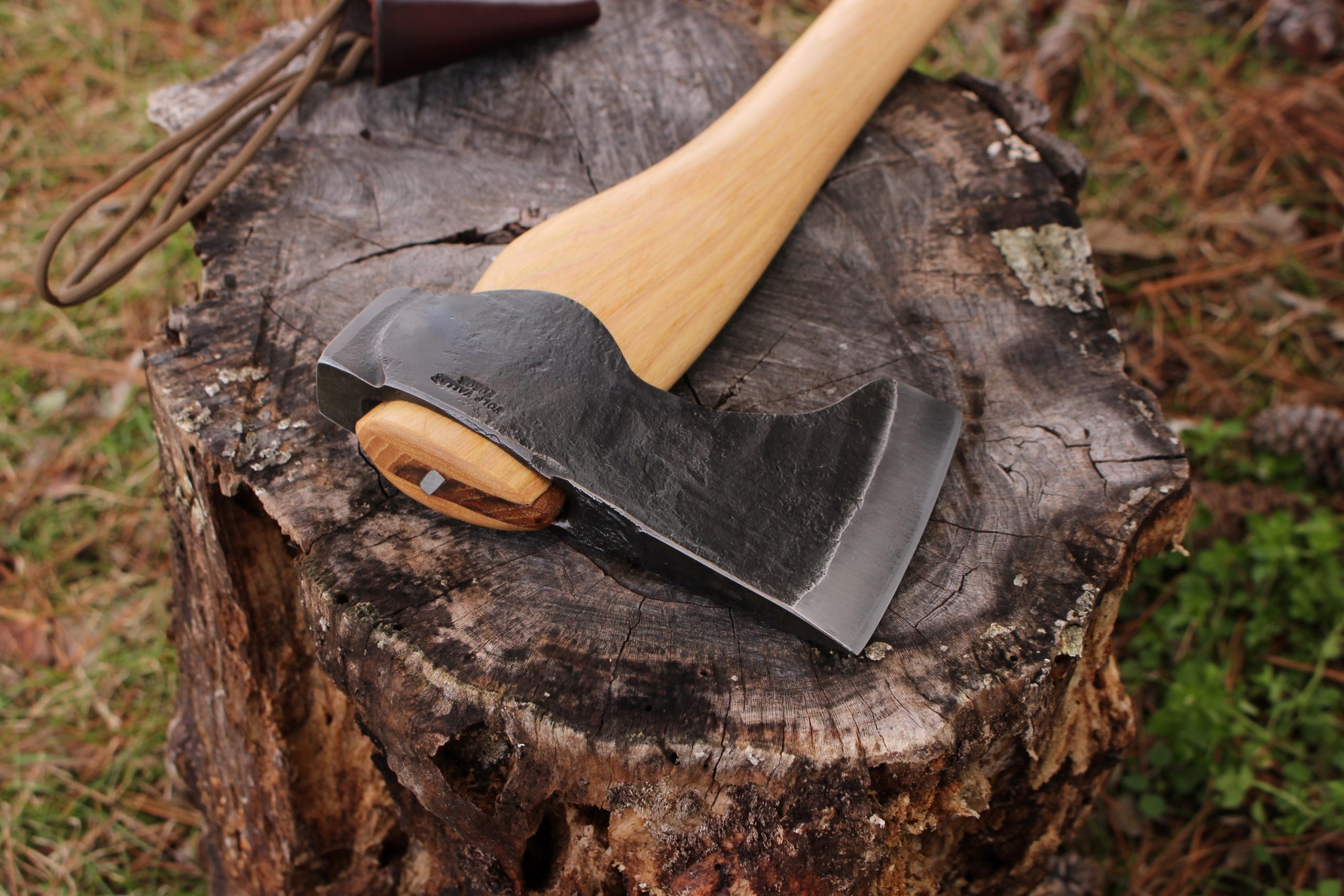 handmade, usa made, usa made axe, hatchet, chopping, wood chopping, outdoor, outdoorsman, survival, backwoodsman, hickory, axe made in america, axes made in the usa, ike bullington, wolf valley forge, valley forge, pack axe, back packing, camping, trail axe, hunting axe, trappers axe, camp axe, bush axe, belt axe, pack axe, leather shoulder rig, chopping axe, leather axe carrier, shoulder sling for axe, carpenter's axe, Wolf Valley Forge, Wolf Valley Forge axe release, Axe Wax, haversack, go back, man purse, man bag, canvas bag, reenactor, reenacting