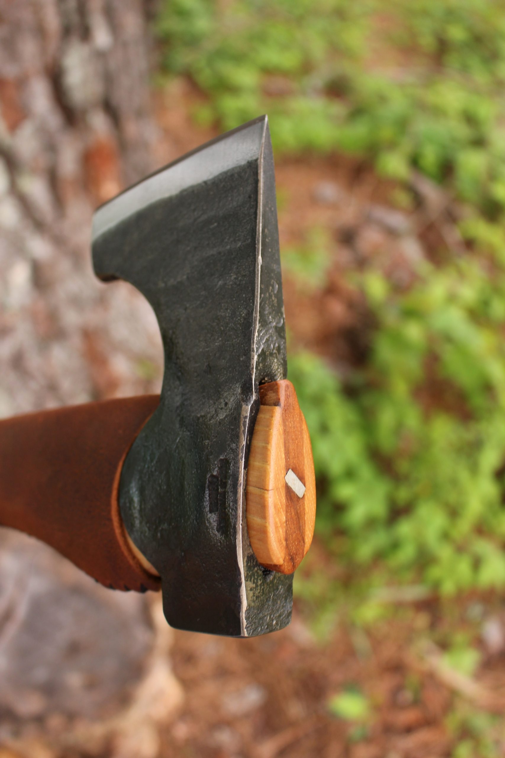 handmade, usa made, usa made axe, hatchet, chopping, wood chopping, outdoor, outdoorsman, survival, backwoodsman, hickory, axe made in america, axes made in the usa, ike bullington, wolf valley forge, valley forge, pack axe, back packing, camping, trail axe, hunting axe, trappers axe, camp axe, bush axe, belt axe, pack axe, leather shoulder rig, chopping axe, leather axe carrier, shoulder sling for axe, carpenter's axe, Wolf Valley Forge, Wolf Valley Forge axe release, Axe Wax, haversack, go back, man purse, man bag, canvas bag, reenactor, reenacting