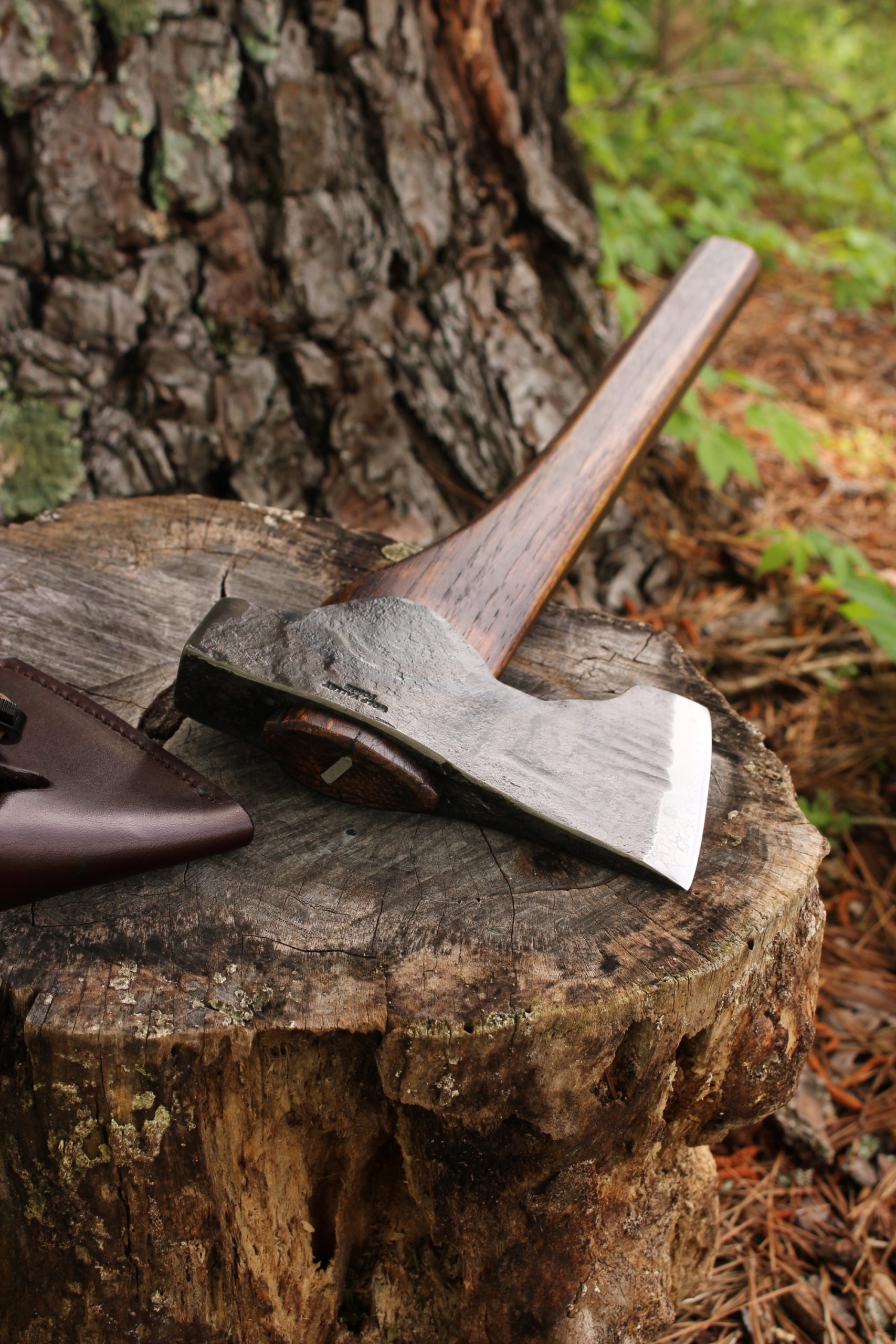 handmade, usa made, usa made axe, hatchet, chopping, wood chopping, outdoor, outdoorsman, survival, backwoodsman, hickory, axe made in america, axes made in the usa, ike bullington, wolf valley forge, valley forge, pack axe, back packing, camping, trail axe, hunting axe, trappers axe, camp axe, bush axe, belt axe, pack axe, leather shoulder rig, chopping axe, leather axe carrier, shoulder sling for axe, carpenter's axe, Wolf Valley Forge, Wolf Valley Forge axe release, Axe Wax, haversack, go back, man purse, man bag, canvas bag, reenactor, reenacting