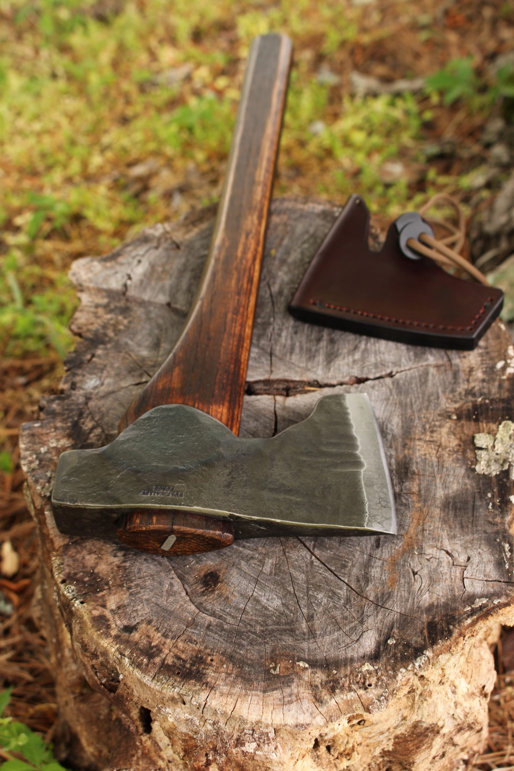 handmade, usa made, usa made axe, hatchet, chopping, wood chopping, outdoor, outdoorsman, survival, backwoodsman, hickory, axe made in america, axes made in the usa, ike bullington, wolf valley forge, valley forge, pack axe, back packing, camping, trail axe, hunting axe, trappers axe, camp axe, bush axe, belt axe, pack axe, leather shoulder rig, chopping axe, leather axe carrier, shoulder sling for axe, carpenter's axe, Wolf Valley Forge, Wolf Valley Forge axe release, Axe Wax, haversack, go back, man purse, man bag, canvas bag, reenactor, reenacting