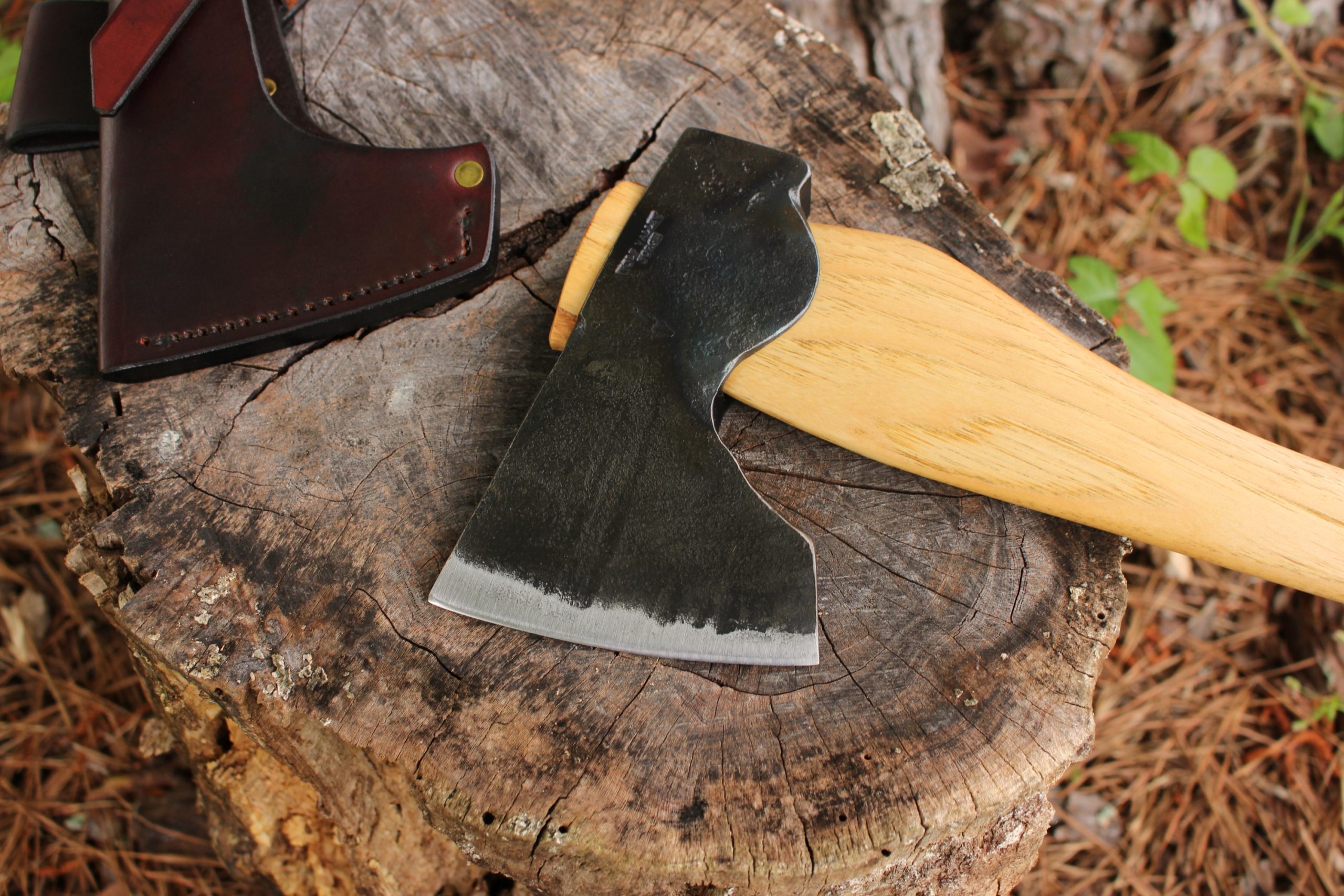 handmade, usa made, usa made axe, hatchet, chopping, wood chopping, outdoor, outdoorsman, survival, backwoodsman, hickory, axe made in america, axes made in the usa, ike bullington, wolf valley forge, valley forge, pack axe, back packing, camping, trail axe, hunting axe, trappers axe, camp axe, bush axe, belt axe, pack axe, leather shoulder rig, chopping axe, leather axe carrier, shoulder sling for axe, carpenter's axe, Wolf Valley Forge, Wolf Valley Forge axe release, Axe Wax, haversack, go back, man purse, man bag, canvas bag, reenactor, reenacting
