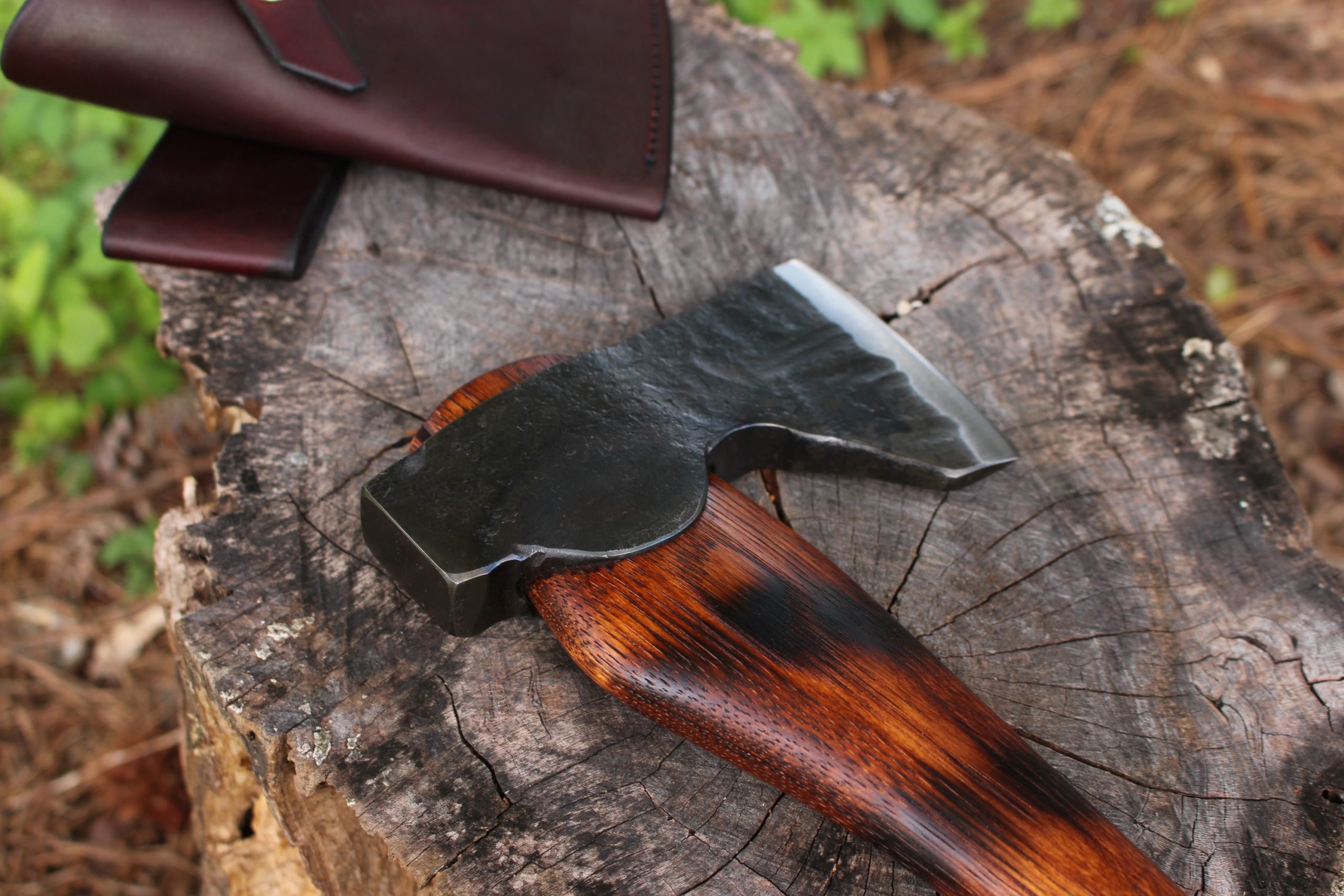 handmade, usa made, usa made axe, hatchet, chopping, wood chopping, outdoor, outdoorsman, survival, backwoodsman, hickory, axe made in america, axes made in the usa, ike bullington, wolf valley forge, valley forge, pack axe, back packing, camping, trail axe, hunting axe, trappers axe, camp axe, bush axe, belt axe, pack axe, leather shoulder rig, chopping axe, leather axe carrier, shoulder sling for axe, carpenter's axe, Wolf Valley Forge, Wolf Valley Forge axe release, Axe Wax, haversack, go back, man purse, man bag, canvas bag, reenactor, reenacting