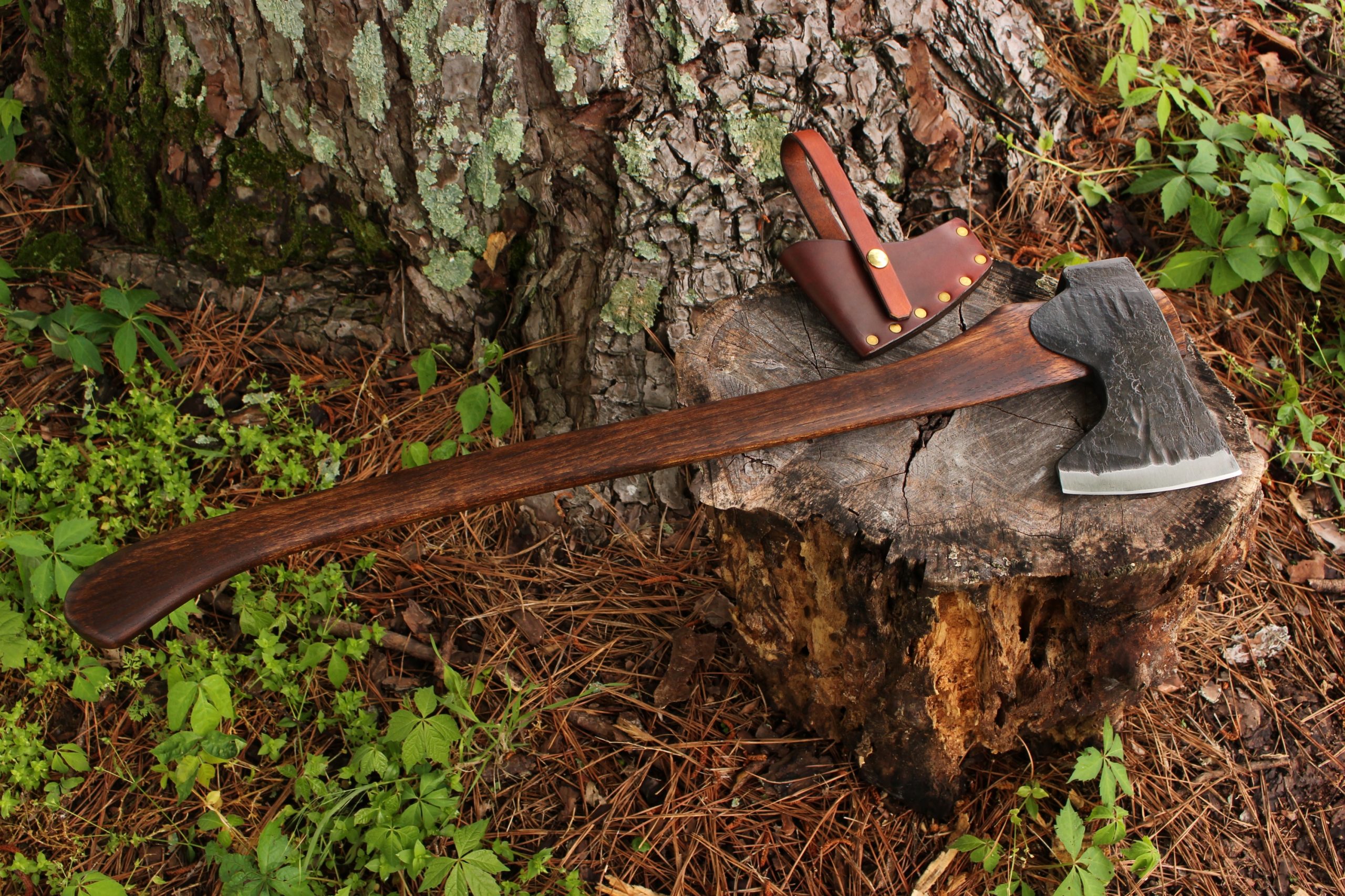 handmade, usa made, usa made axe, hatchet, chopping, wood chopping, outdoor, outdoorsman, survival, backwoodsman, hickory, axe made in america, axes made in the usa, ike bullington, wolf valley forge, valley forge, pack axe, back packing, camping, trail axe, hunting axe, trappers axe, camp axe, bush axe, belt axe, pack axe, leather shoulder rig, chopping axe, leather axe carrier, shoulder sling for axe, carpenter's axe, Wolf Valley Forge, Wolf Valley Forge axe release, Axe Wax, haversack, go bag, man purse, man bag, canvas bag, reenactor, reenacting, Trekker Axe, Axe Life