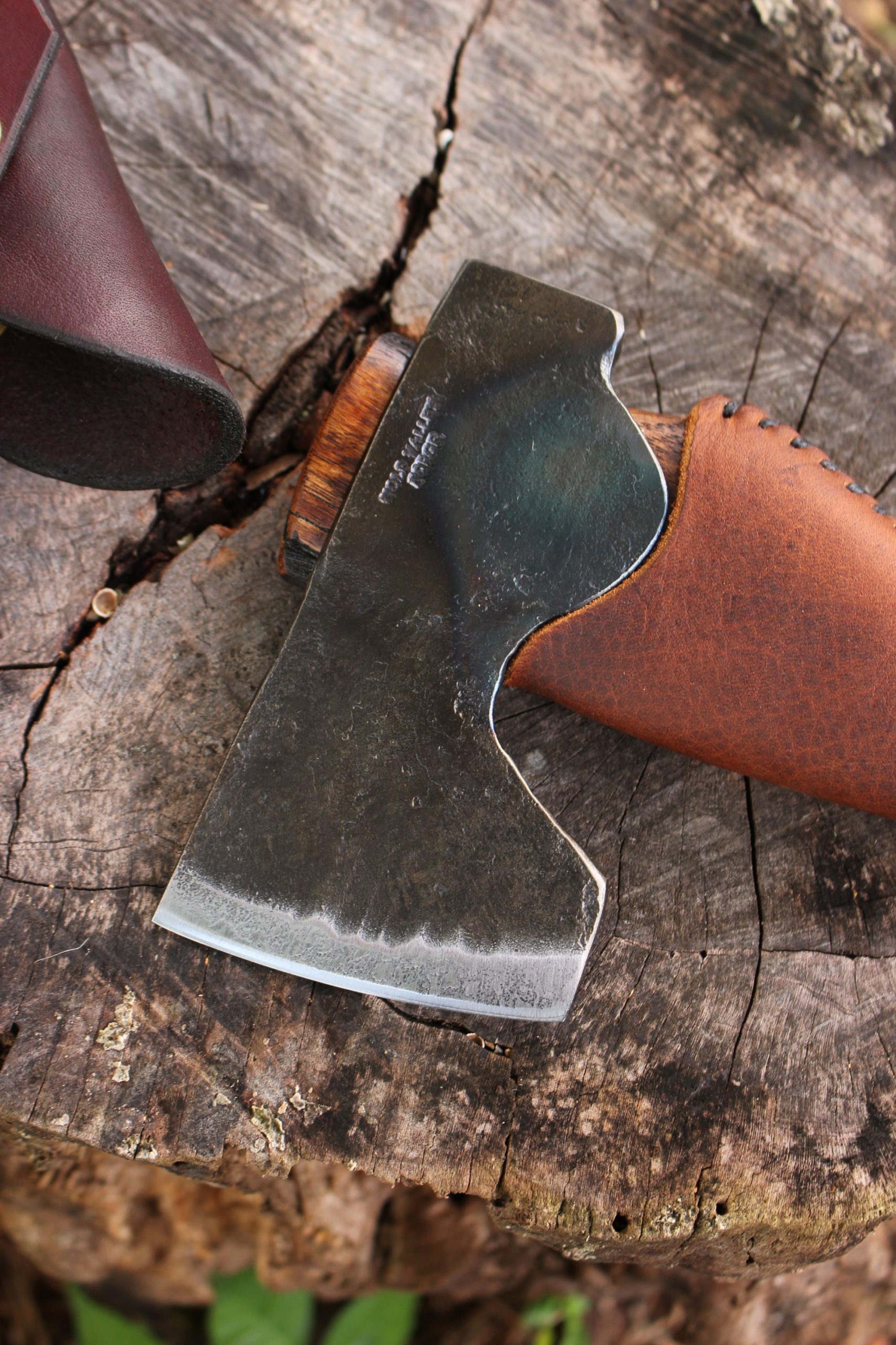 handmade, usa made, usa made axe, hatchet, chopping, wood chopping, outdoor, outdoorsman, survival, backwoodsman, hickory, axe made in america, axes made in the usa, ike bullington, wolf valley forge, valley forge, pack axe, back packing, camping, trail axe, hunting axe, trappers axe, camp axe, bush axe, belt axe, pack axe, leather shoulder rig, chopping axe, leather axe carrier, shoulder sling for axe, carpenter's axe, Wolf Valley Forge, Wolf Valley Forge axe release, Axe Wax, haversack, go bag, man purse, man bag, canvas bag, reenactor, reenacting, Trekker Axe, Axe Life