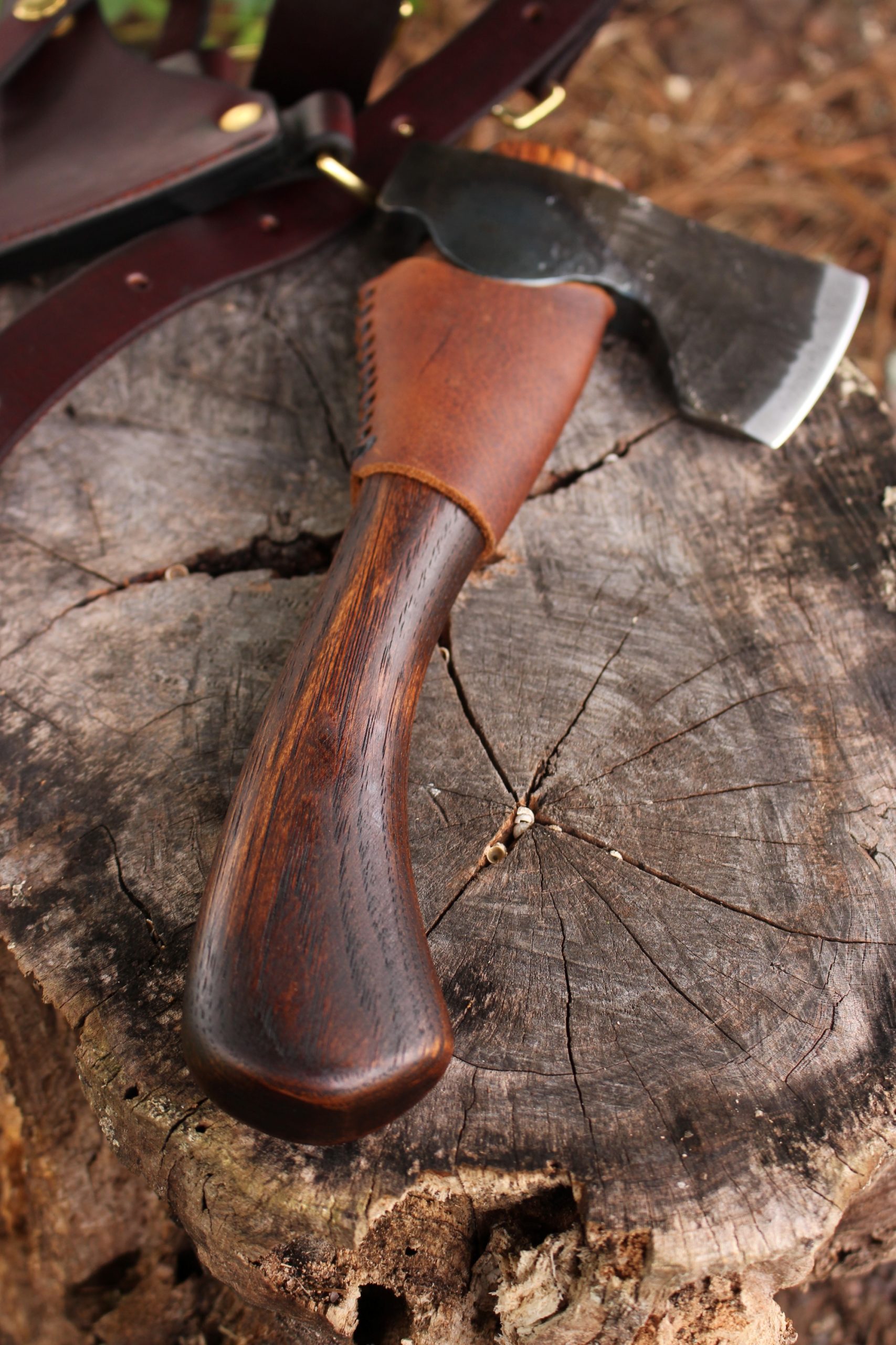 handmade, usa made, usa made axe, hatchet, chopping, wood chopping, outdoor, outdoorsman, survival, backwoodsman, hickory, axe made in america, axes made in the usa, ike bullington, wolf valley forge, valley forge, pack axe, back packing, camping, trail axe, hunting axe, trappers axe, camp axe, bush axe, belt axe, pack axe, leather shoulder rig, chopping axe, leather axe carrier, shoulder sling for axe, carpenter's axe, Wolf Valley Forge, Wolf Valley Forge axe release, Axe Wax, haversack, go bag, man purse, man bag, canvas bag, reenactor, reenacting, Trekker Axe, Axe Life